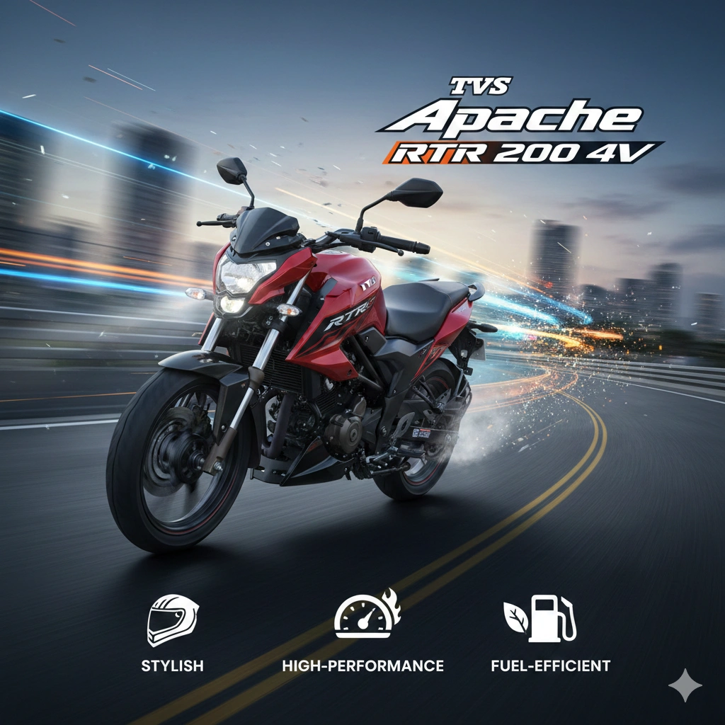 TVS Apache RTR 200 4V – Stylish, High-Performance, and Fuel-Efficient Bike